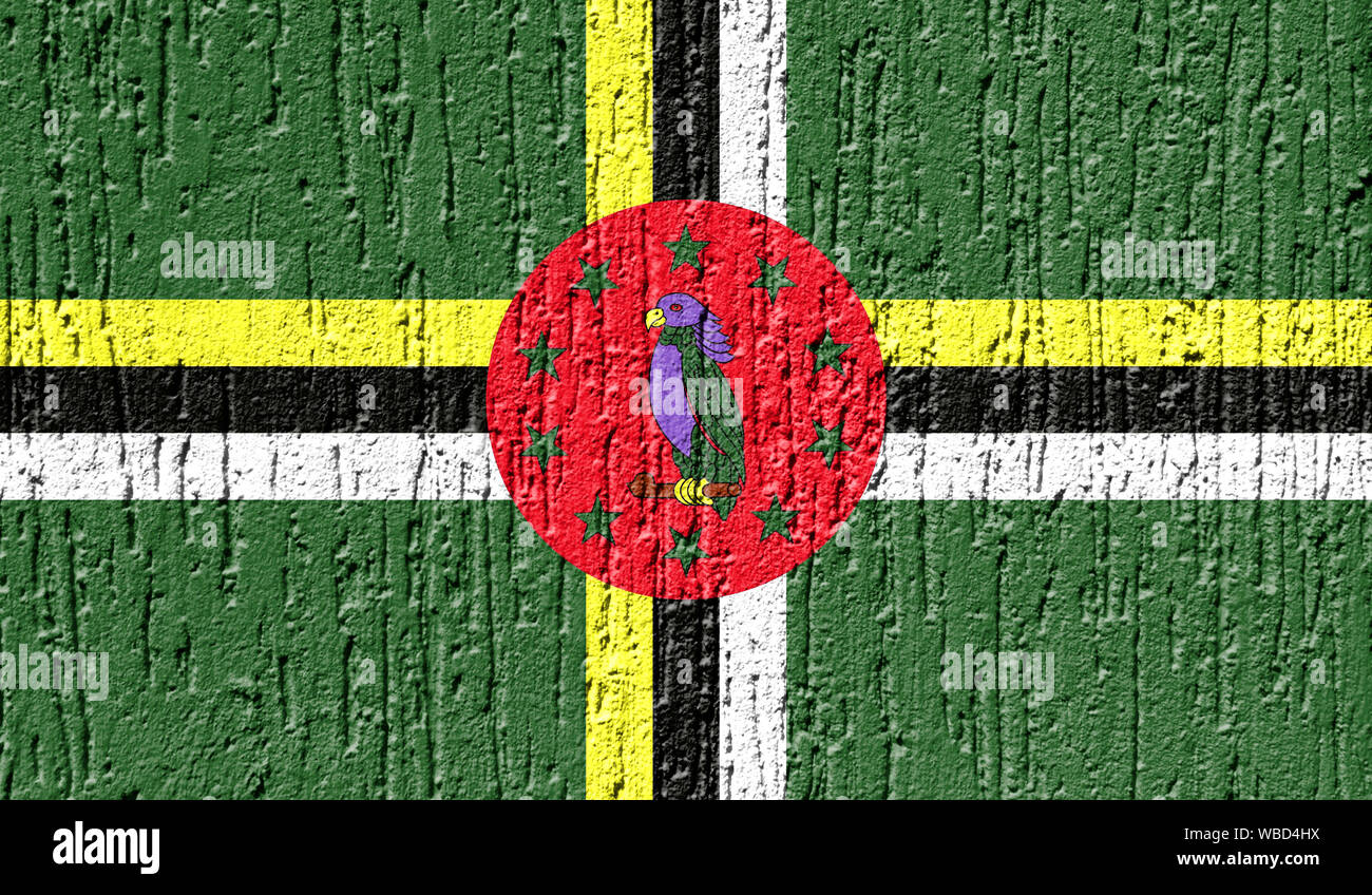 Flag of Dominica close up painted on a cracked wall Stock Photo - Alamy