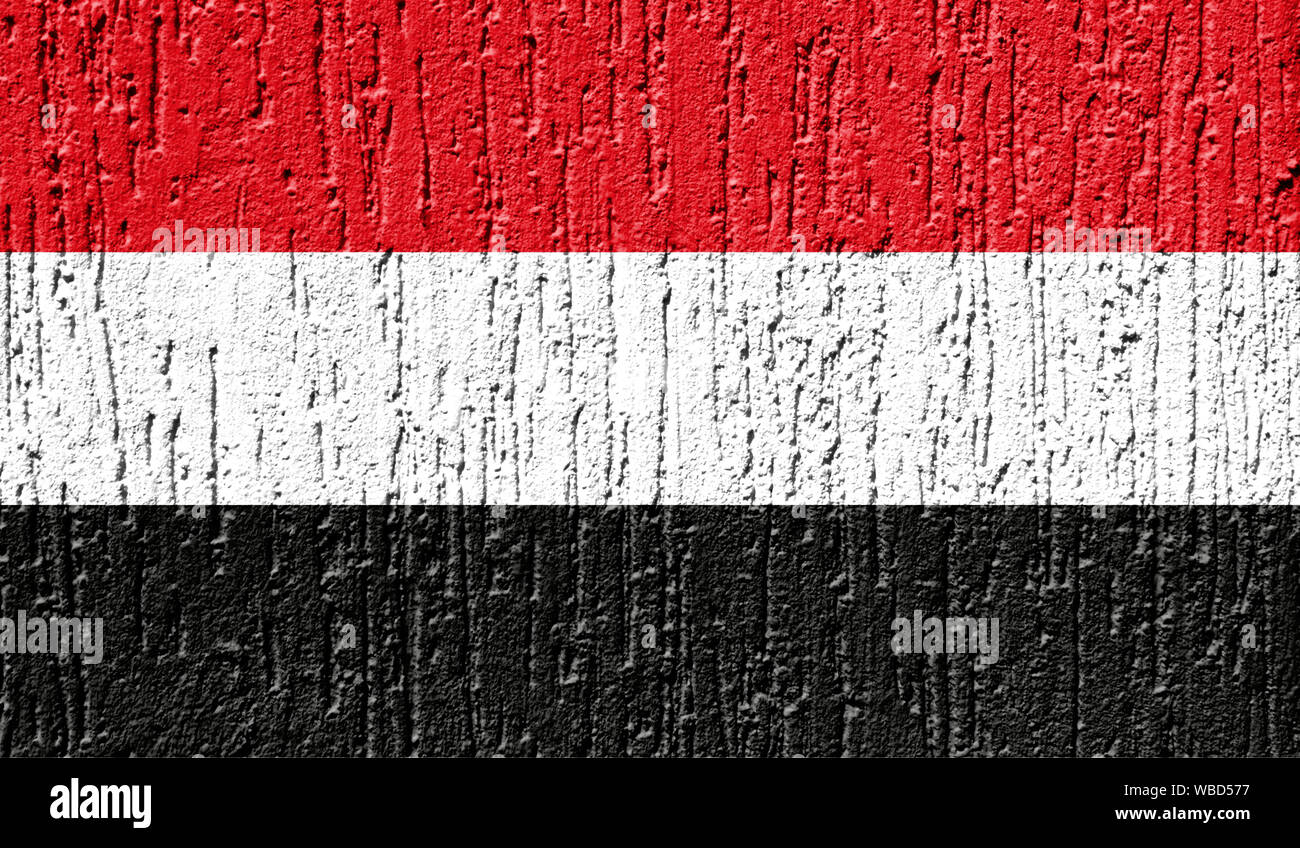 Flag of Yemen close up painted on a cracked wall Stock Photo - Alamy