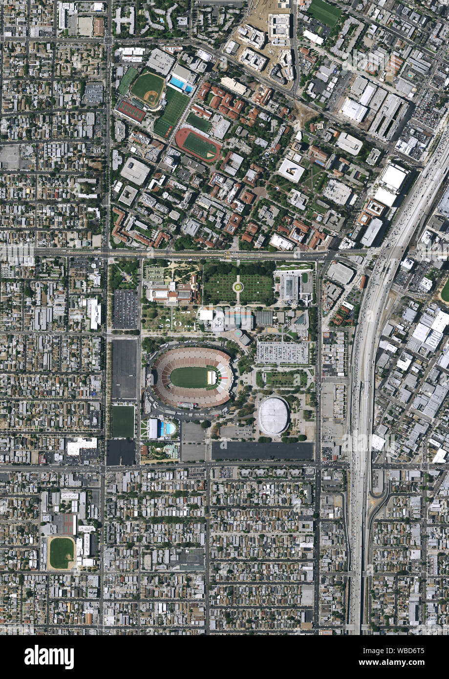 Aerial photography of Los Angeles Memorial Coliseum, Los Angeles, California, USA. Image collected on July 7, 2016. Stock Photo