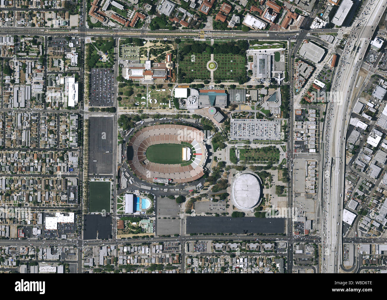 Aerial photography of Memorial Coliseum, Los Angeles, California, USA. Image collected on July 07, 2016. Stock Photo