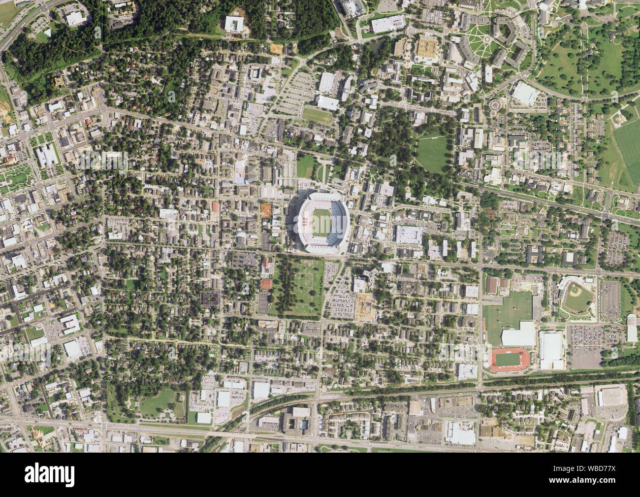 Aerial photography of Bryant-Denny Stadium, Tuscaloosa, Alabama, USA. Image collected on August 24, 2017. Stock Photo