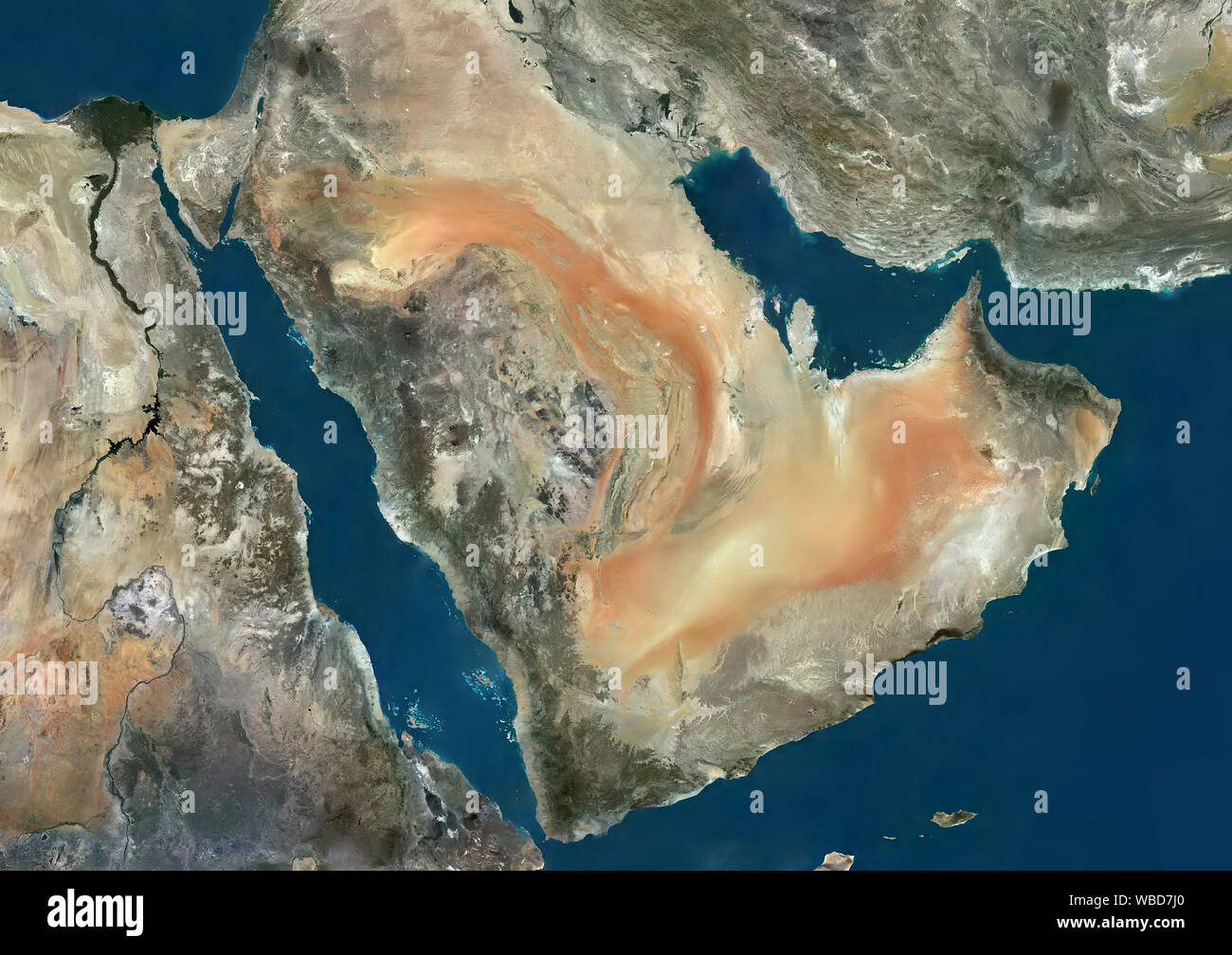 Color satellite image of the Middle East. This image was compiled from data  acquired by Sentinel-2 satellites Stock Photo - Alamy