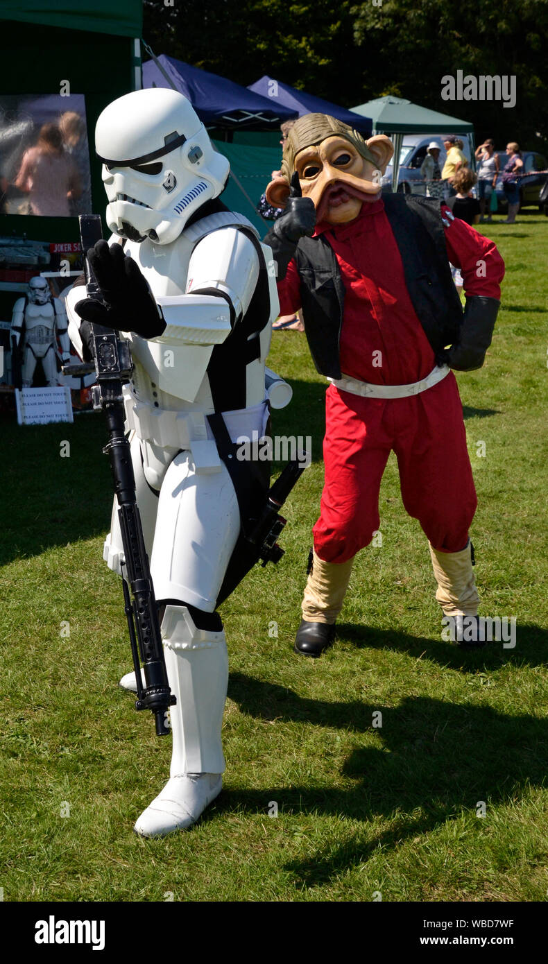August Bank Holiday Monday 2019. Storm trooper from Star Wars at Hazlemere Fete, Buckinghamshire, UK. 26/8/19 Stock Photo