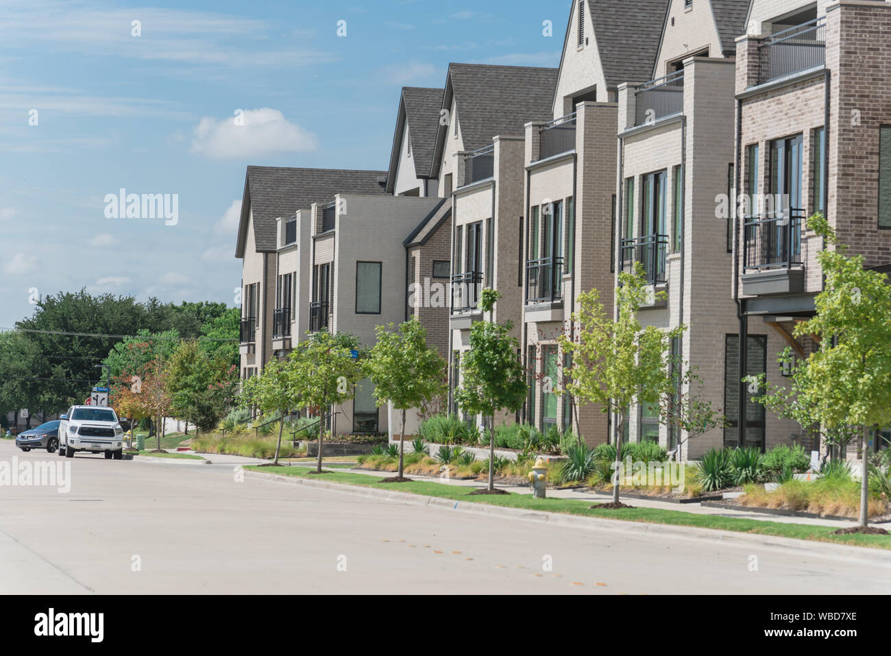 New development three story single family houses near Dallas, Texas