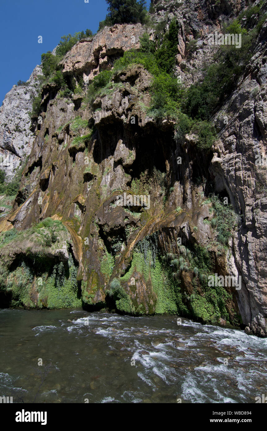 Argentaria waterfall that inspired Gaudi in Congost de Colegats canyon in Catalunya Spain Stock Photo