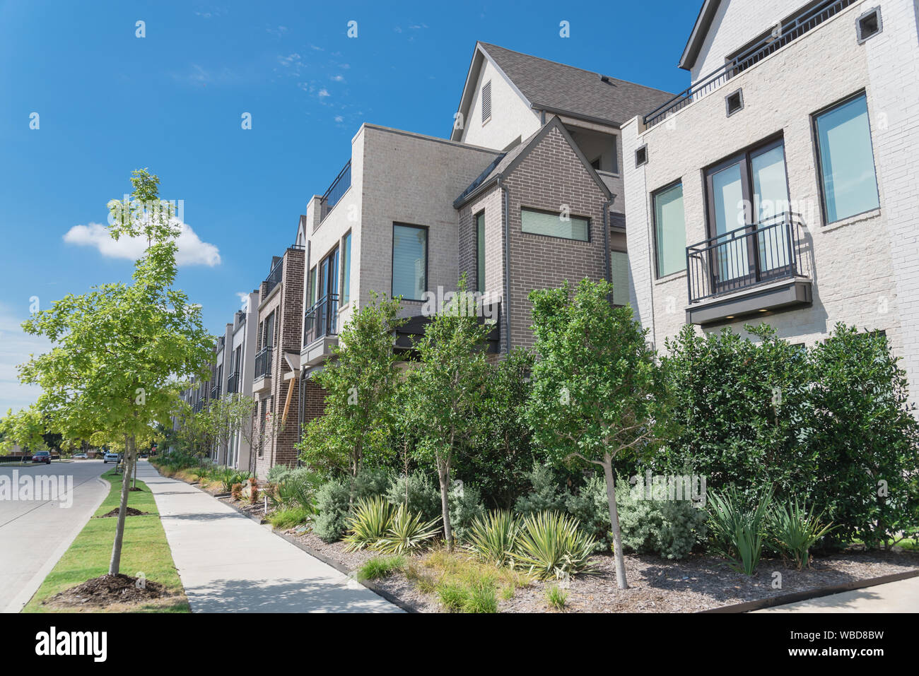 New development three story single family houses near Dallas, Texas