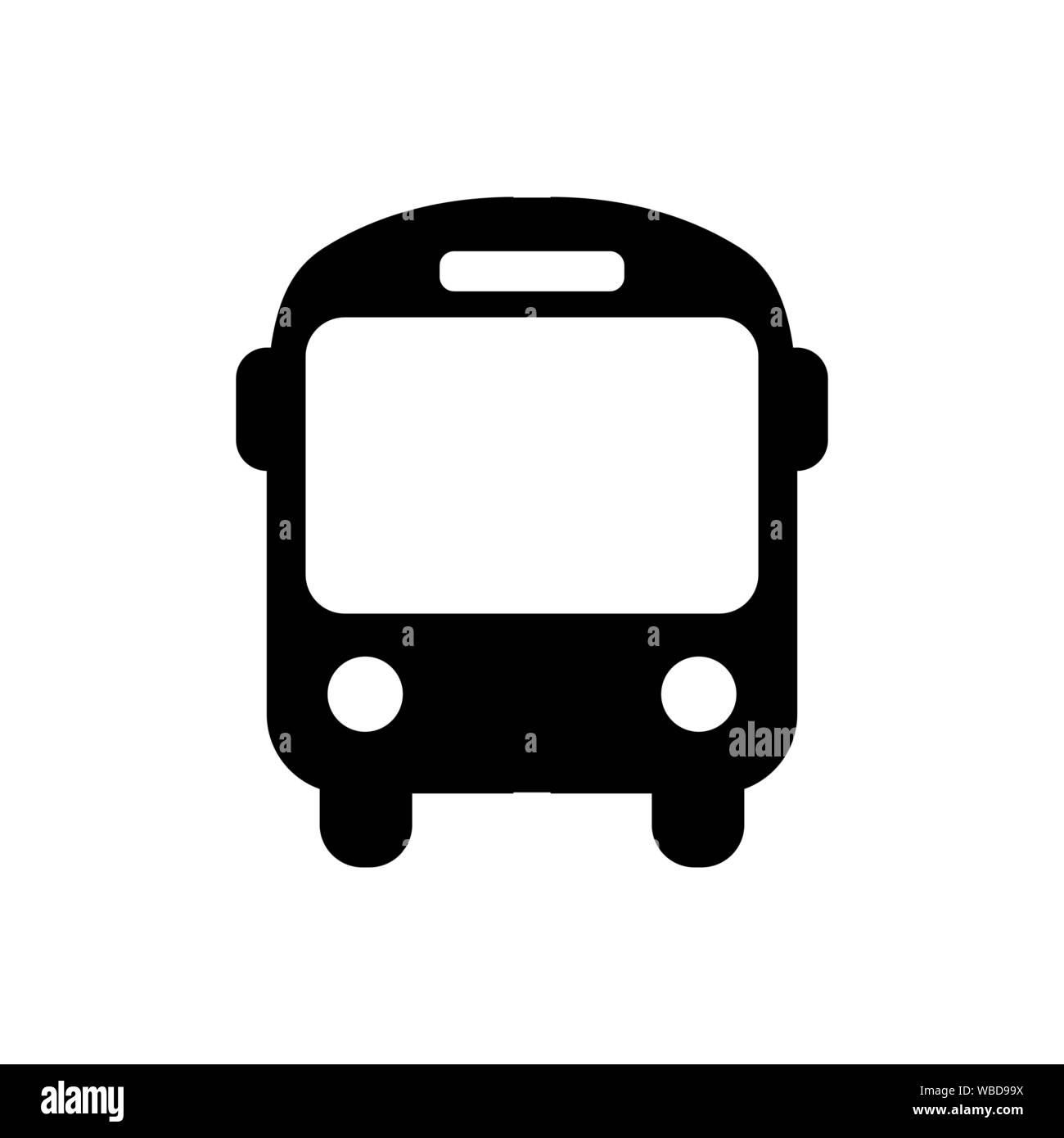 Public bus icon in flat style. School bus symbol isolated on white background. Simple bus abstract icon for web site design or button to mobile app. V Stock Vector