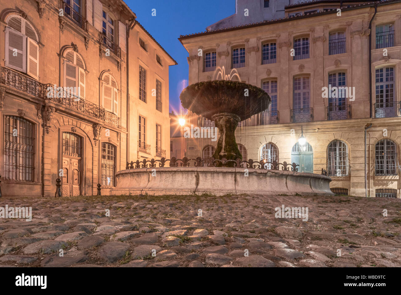 historic fountain at  Place d'Albertas in Aix en Provence,  france Stock Photo