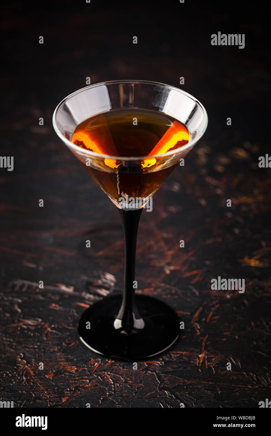 Set of strong alcoholic drinks in glasses in assortent cognac, brandy