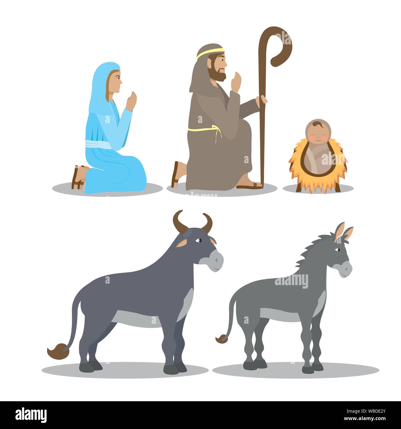 celebration merry christmas manger flat design Stock Vector