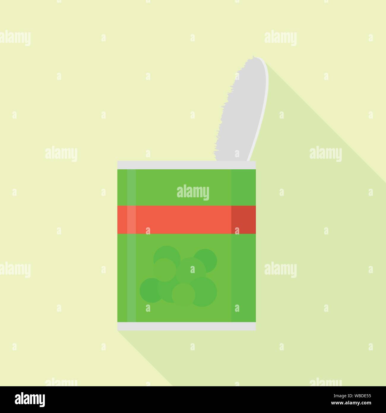 Peas tin can icon, flat style Stock Vector