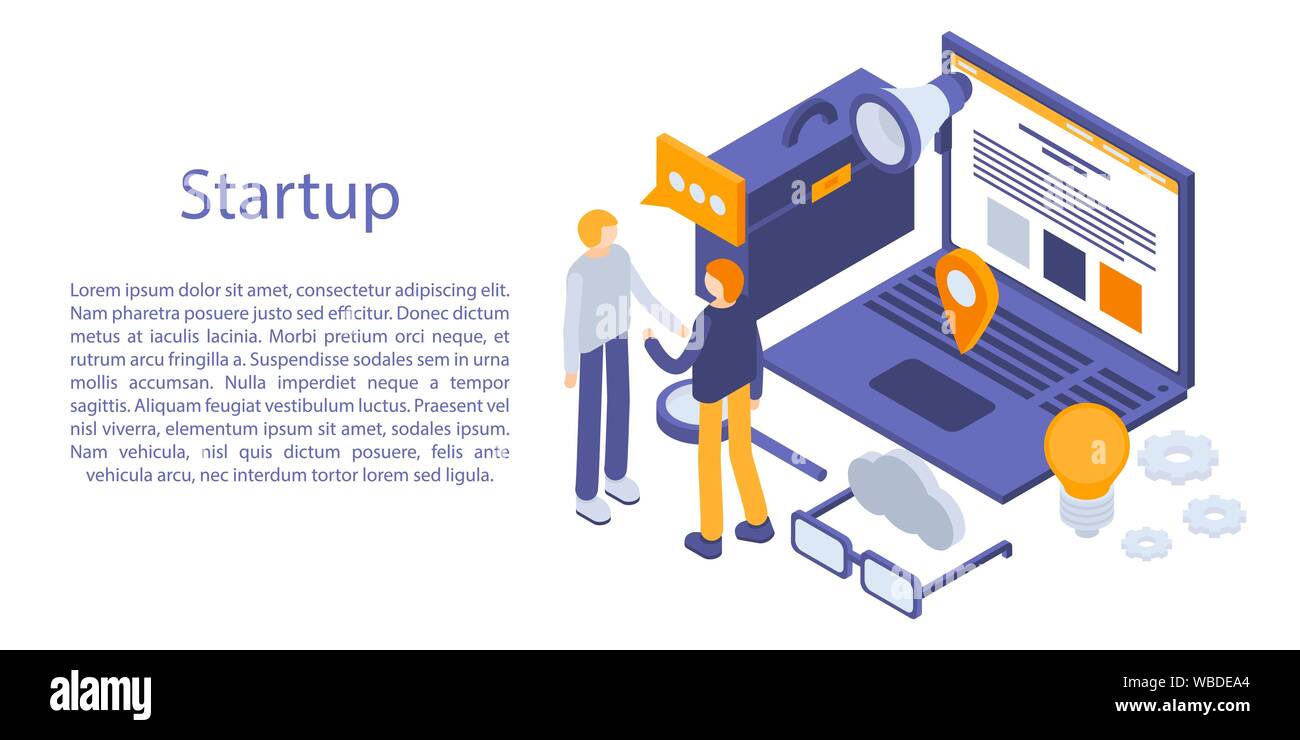 Startup concept banner, isometric style Stock Vector Image & Art - Alamy