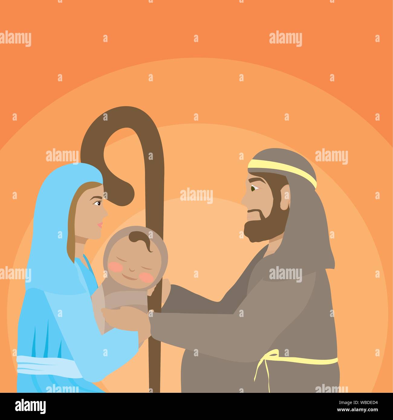 celebration merry christmas manger flat design Stock Vector