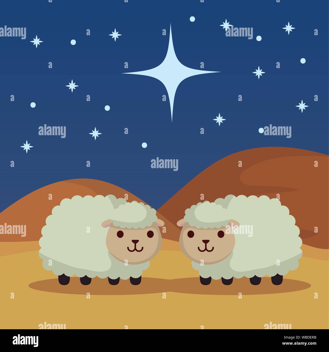 Cute sheep manger character vector Stock Vector Images - Alamy