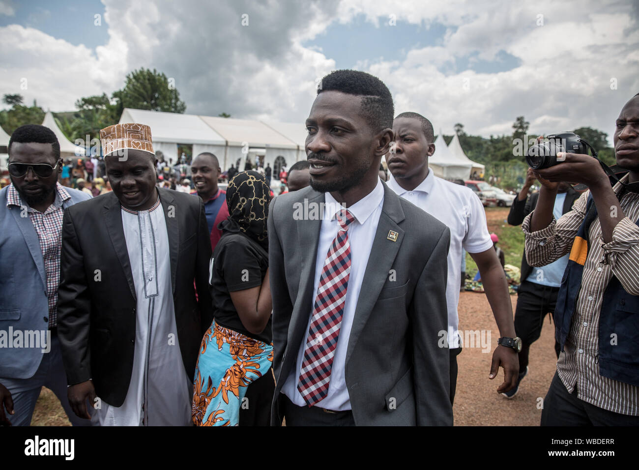 Bobi Wine during a campaign event in Gombe.Bobi Wine, whose real name is Robert Kyagulanyi, a popstar and opposition leader under the ‘people power’ campaign, will take on Uganda's longstanding president Yoweri Museveni in the 2021 election. Stock Photo