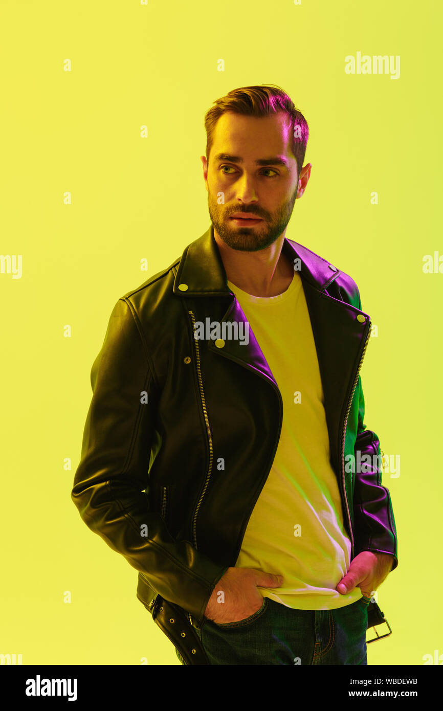 Photo Of Serious Handsome Young Stylish Man Posing Isolated Over