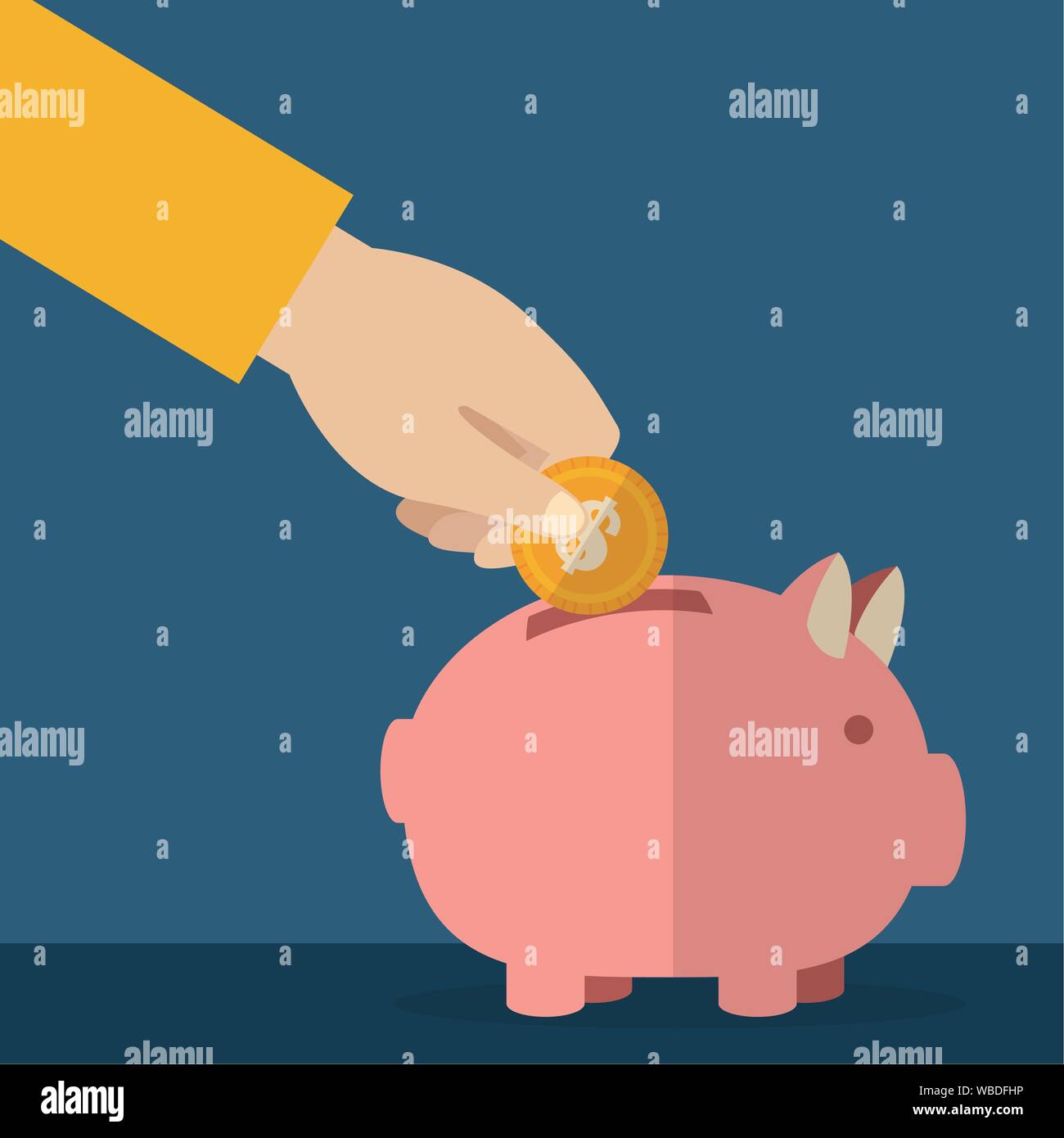 hand pushing coin piggy finance icons Stock Vector Image & Art - Alamy