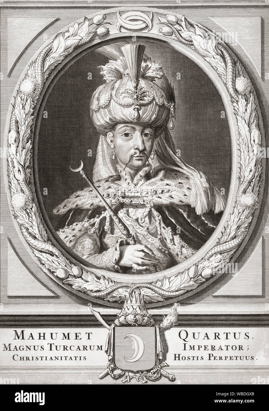 Mehmed IV, also known as Mehmed the Hunter, 1642-1693, Sultan of the Ottoman Empire. After a 17th or 18th century engraving by Jacob Gole. Stock Photo
