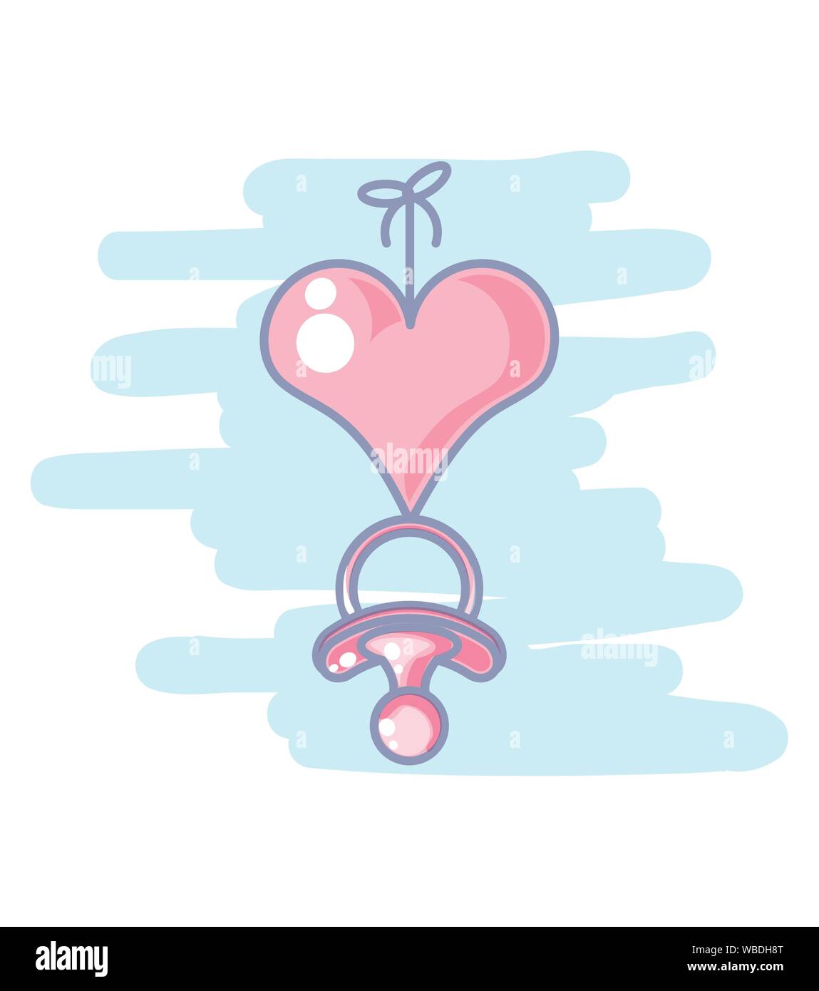 cute pacifier baby hanging of heart vector illustration design Stock ...