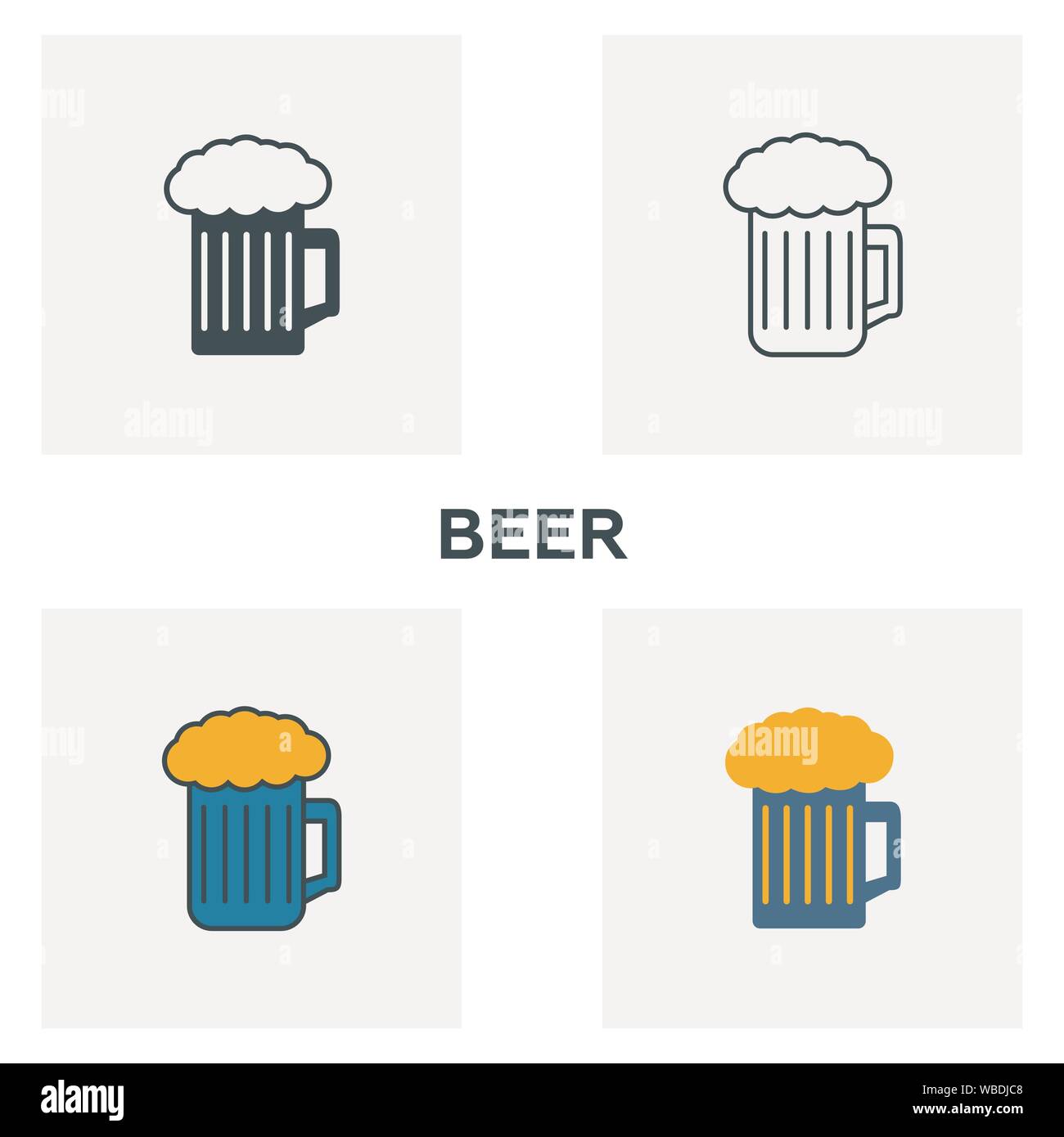 Beer icon set. Four elements in diferent styles from bar and restaurant ...
