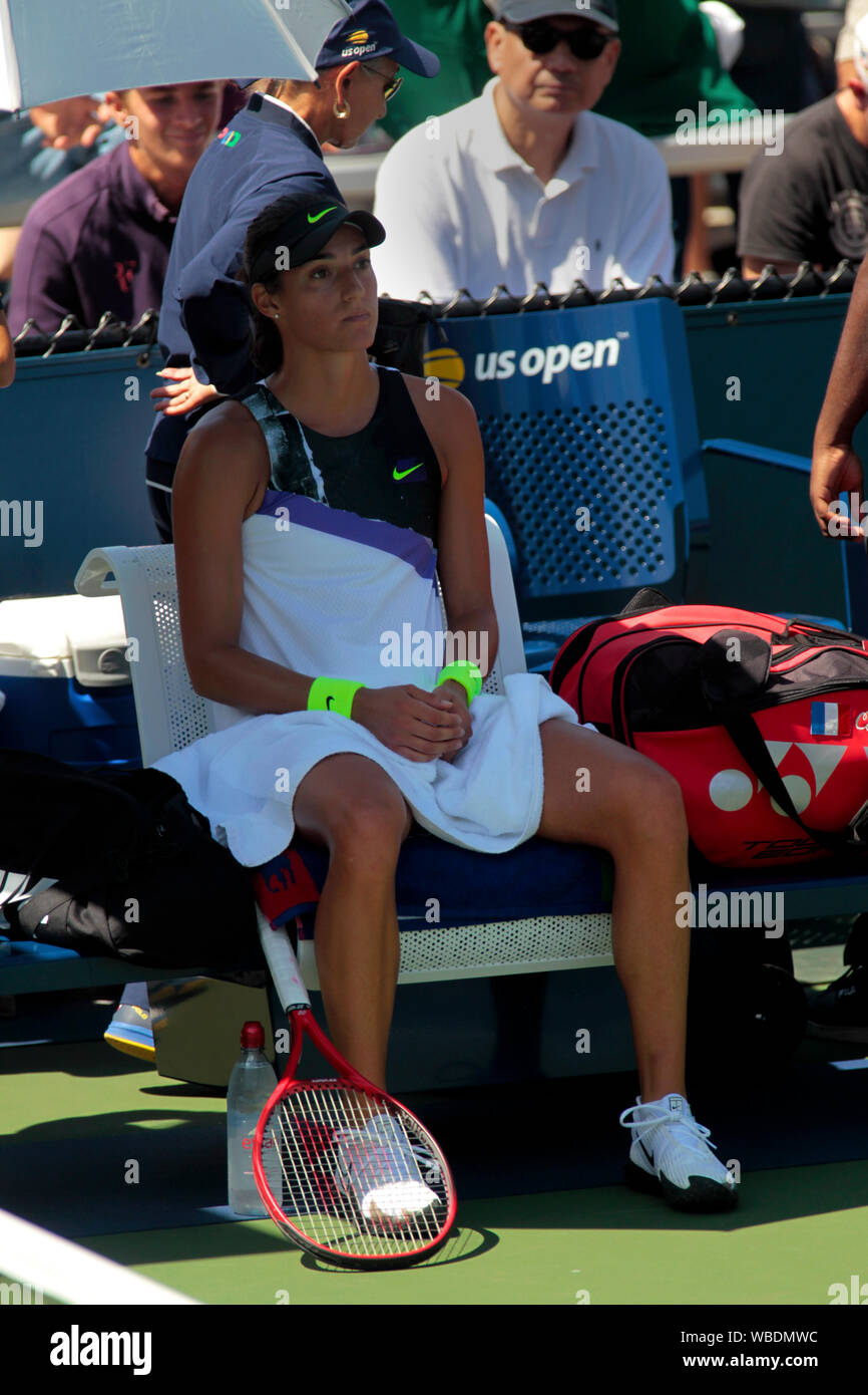 New York, USA. 26th Aug, 2019. Flushing Meadows, New York, USA. August 26, Caroline Garcia of France during her first round loss to Ons Jabeur of Tunisia at the US Open in Flushing Meadows, New York. Credit: Adam Stoltman/Alamy Live News Credit: Adam Stoltman/Alamy Live News Stock Photo