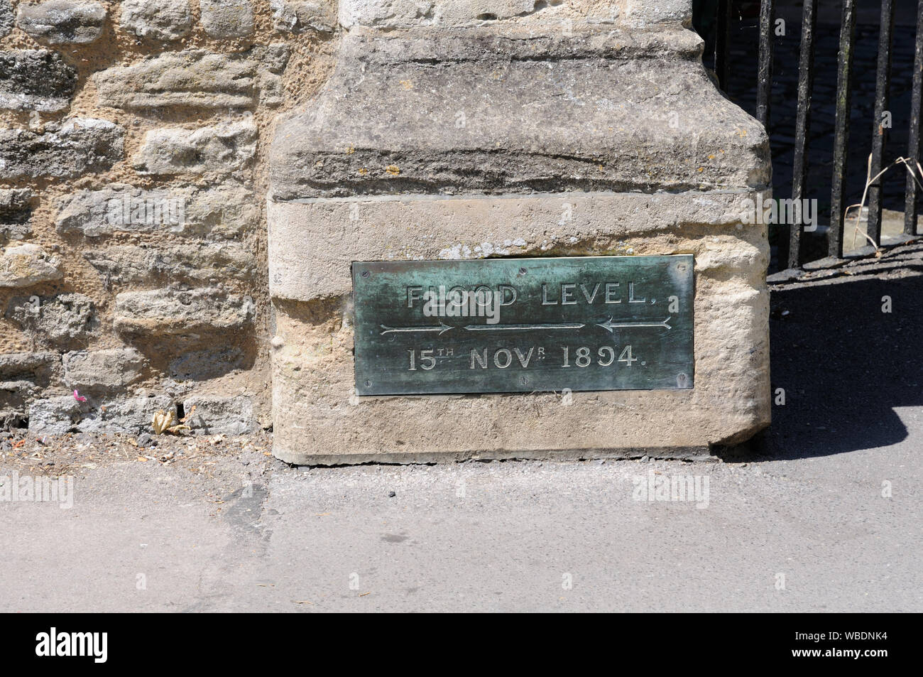 Flood level water mark, St Helen's Wharf, Abingdon, Oxfordshire Stock ...