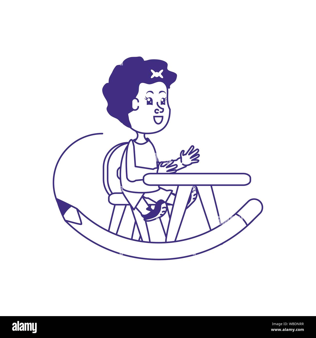 Elementary School Girl With Pencil Stock Vector Images Alamy