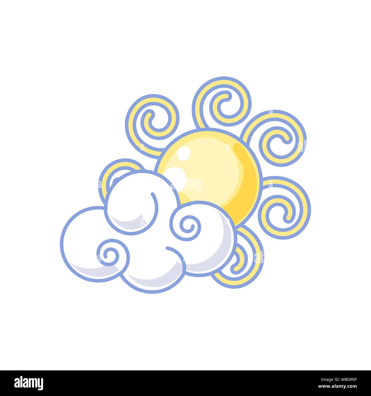 cloud with sun isolated icon vector illustration design Stock Vector ...