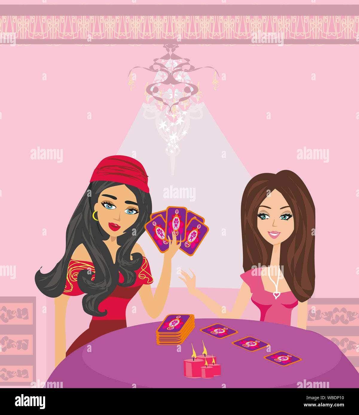 Fortune teller woman reading future from tarot cards Stock Photo Alamy