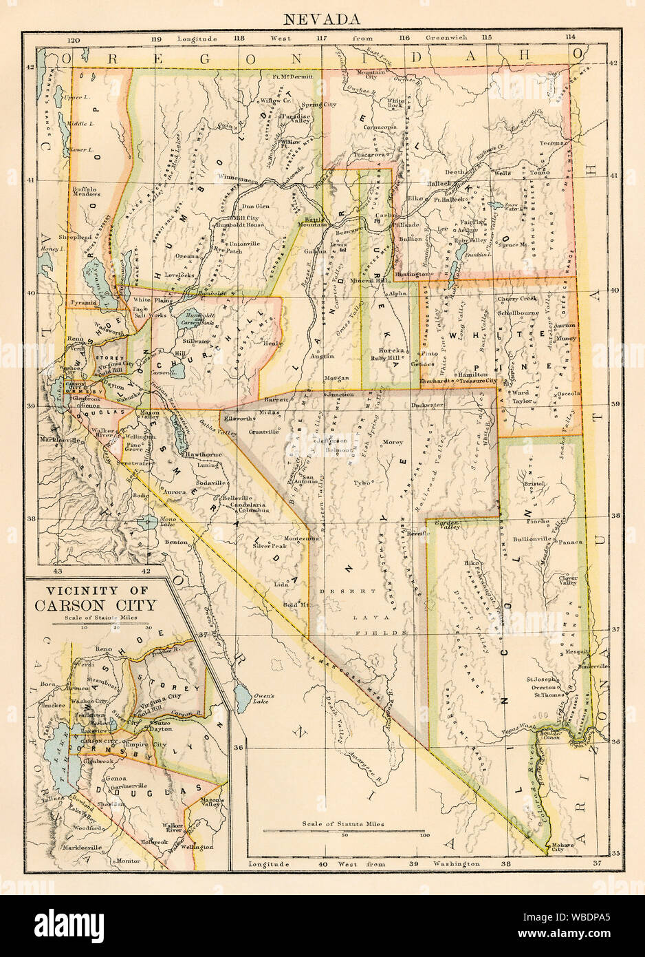 Nevada map hires stock photography and images Alamy