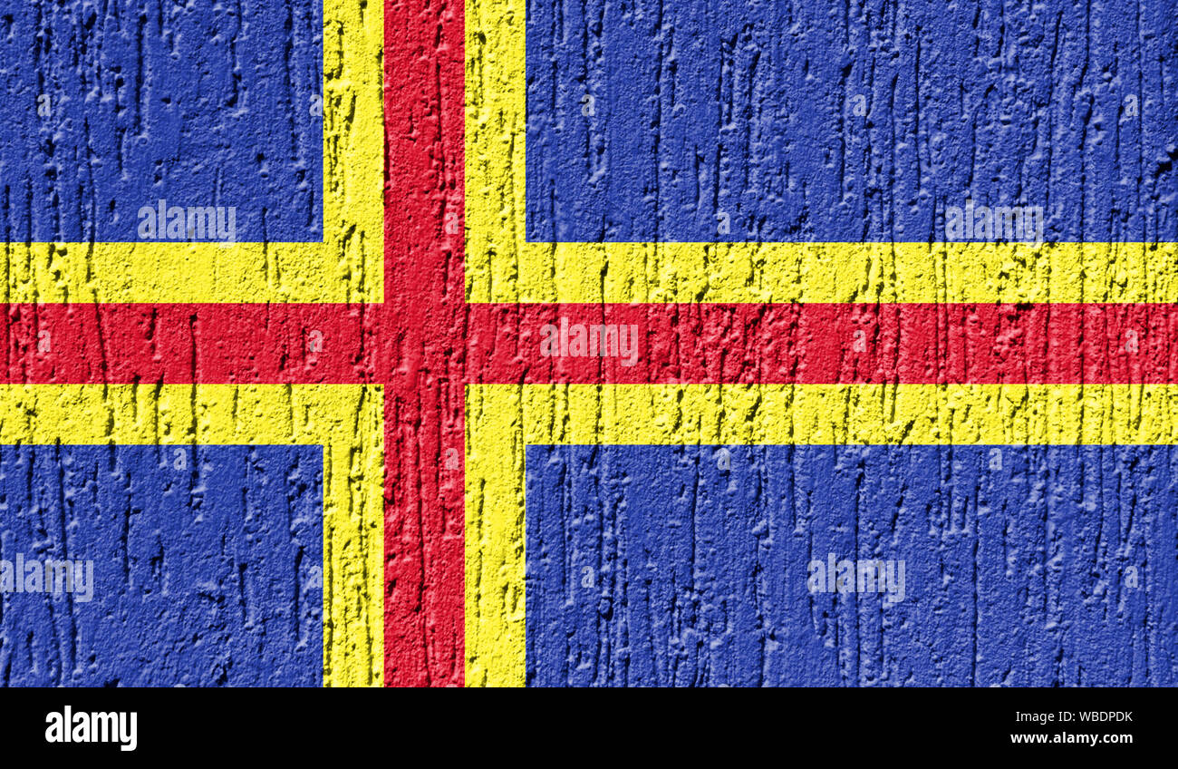 Flag of Aland close up painted on a cracked wall Stock Photo - Alamy