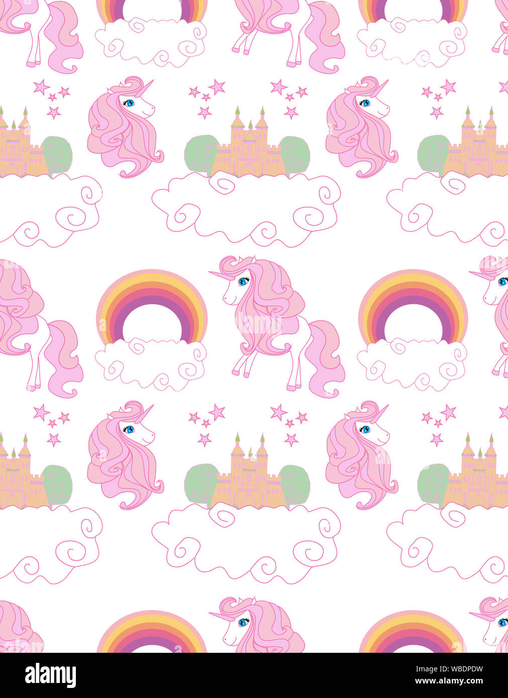 Cute seamless pattern with unicorns Stock Photo - Alamy