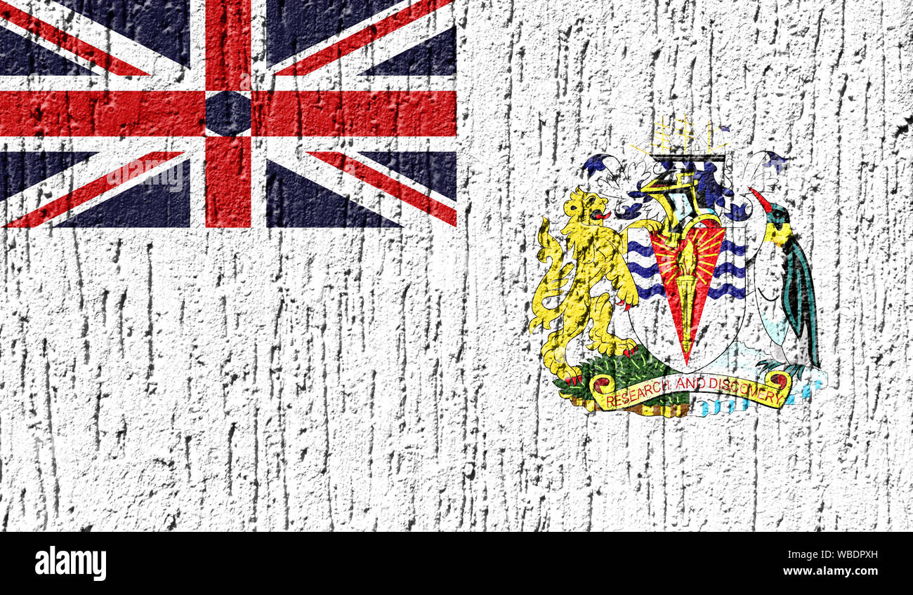 Flag of British Antarctic Territory close up painted on a cracked wall