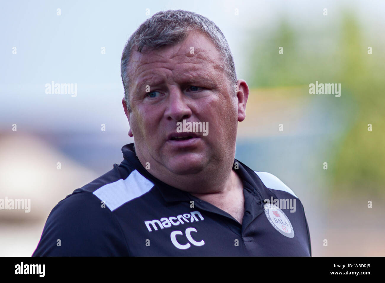 Bala Town manager Colin Caton. Barry Town United v Bala Town JD Cymru Premier match at Jenner Park on the 26th August 2019. Lewis Mitchell/YCPD. Stock Photo