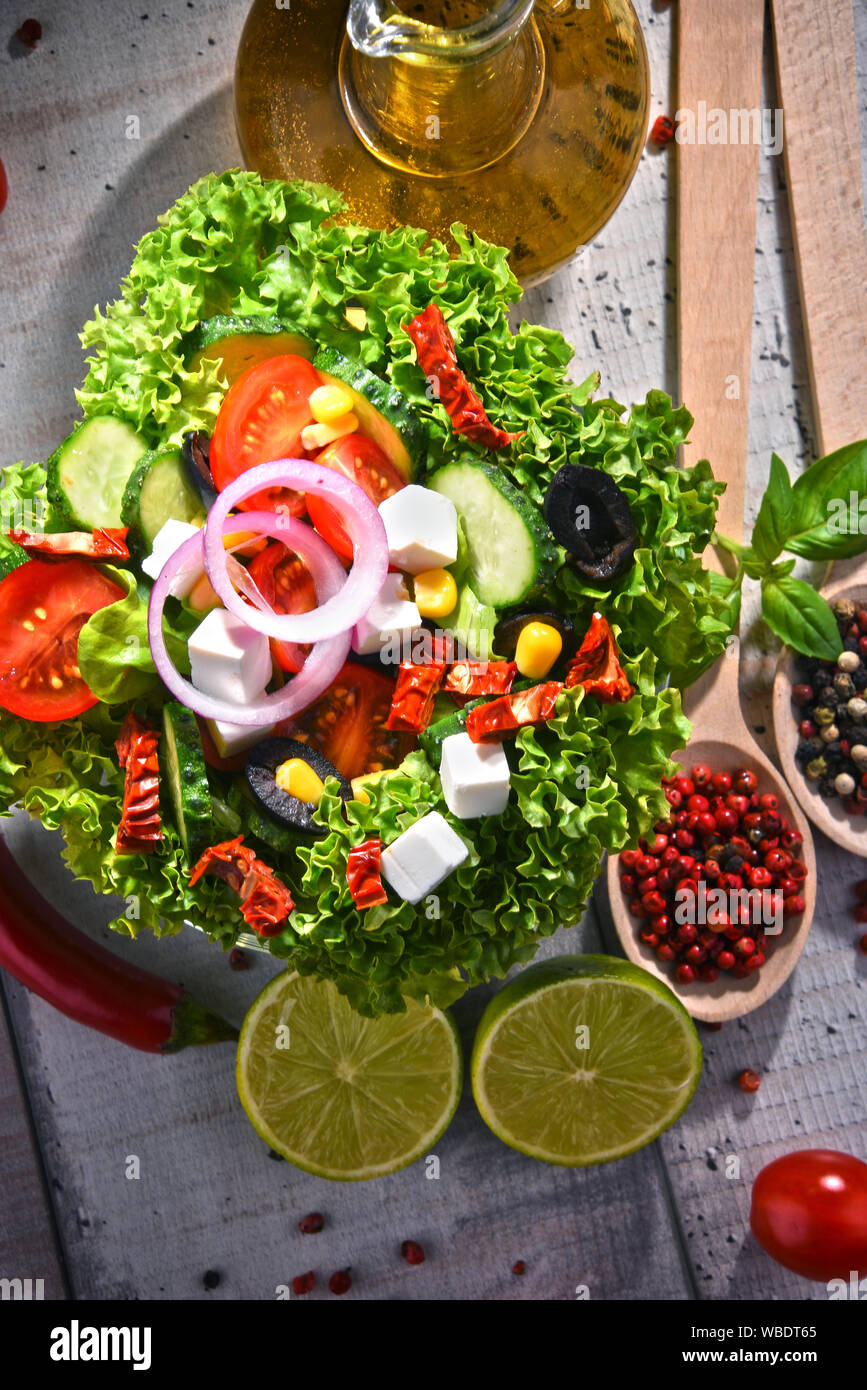 Composition with vegetable salad bowl. Balanced diet Stock Photo Alamy