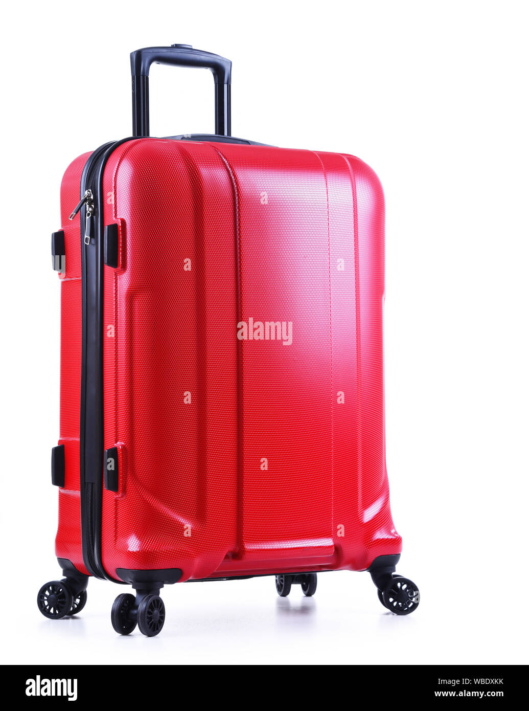 Travel suitcase isolated on white background. Stock Photo