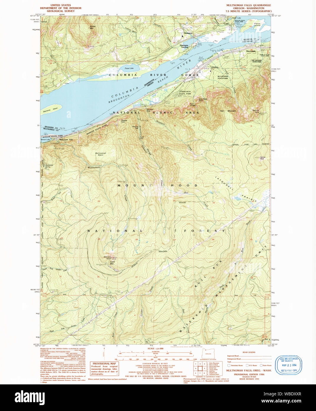 Usgs Topo Map Oregon Or Multnomah Falls 280889 1986 24000 Restoration WBDXXR 