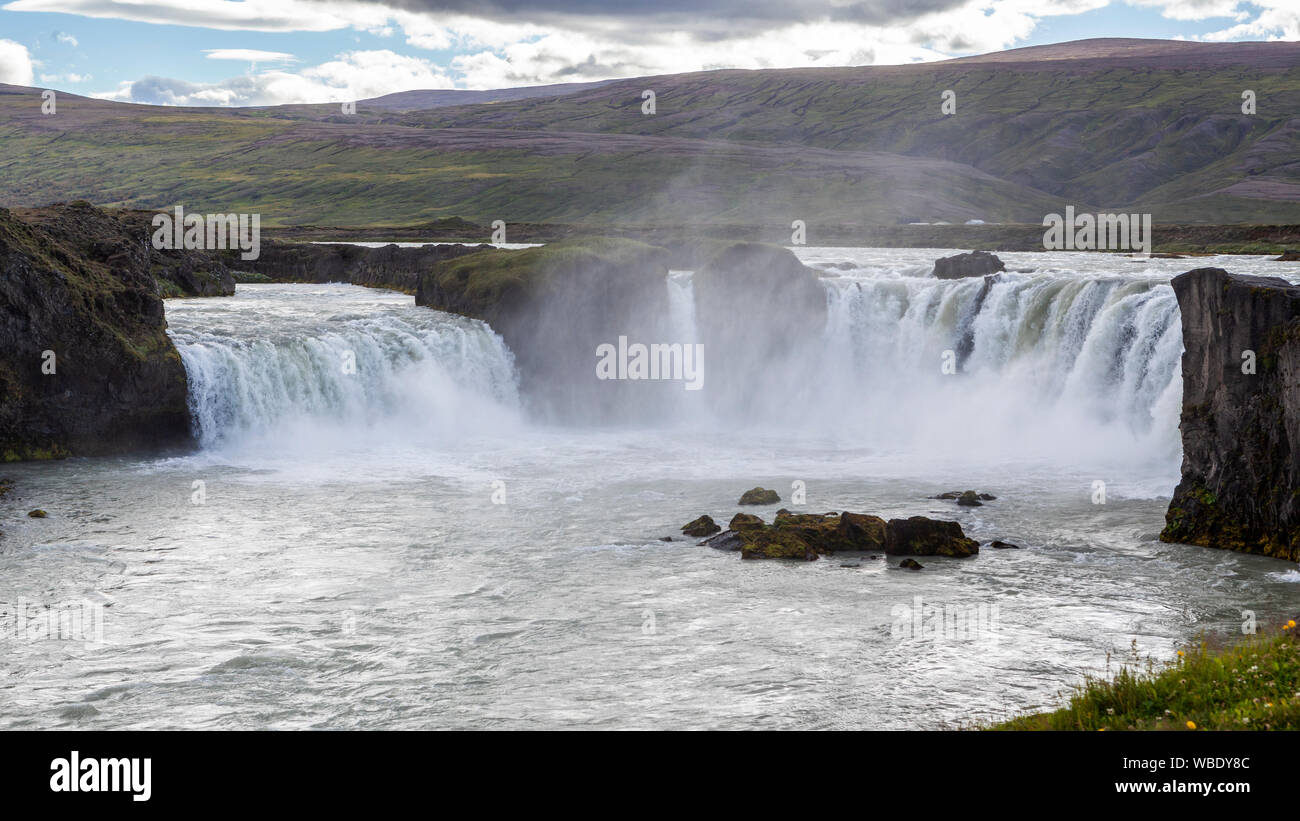 A view of the Godafoss Waterfall in Iceland. Stock Photo