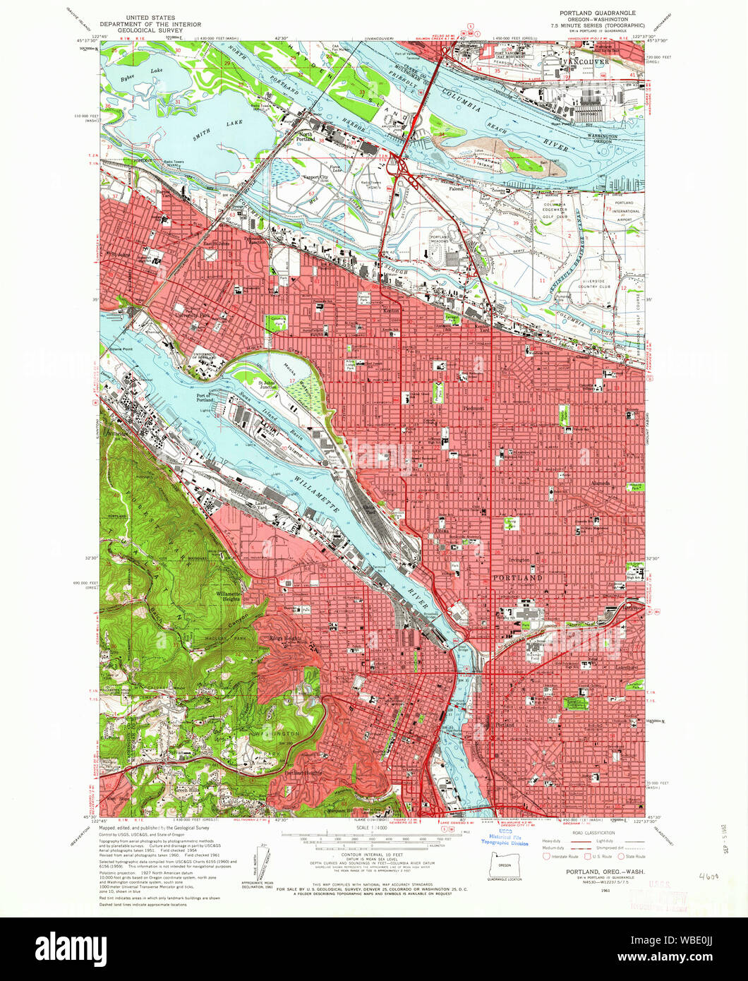 USGS Topo Map Oregon OR Portland 281132 1961 24000 Restoration Stock