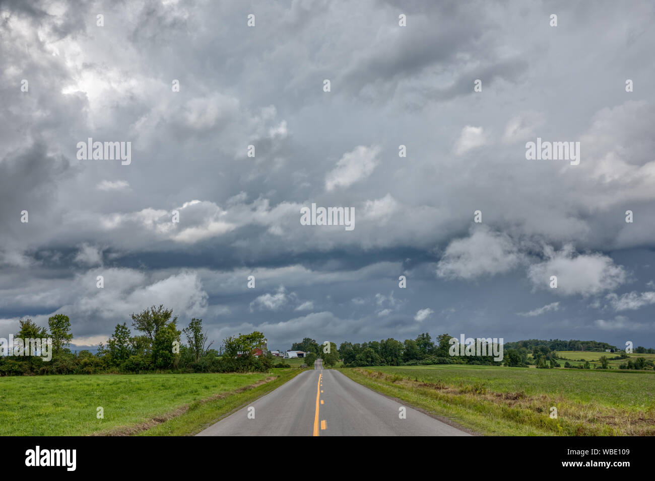 Summer storm clouds over farm country in the Mohawk Valley of