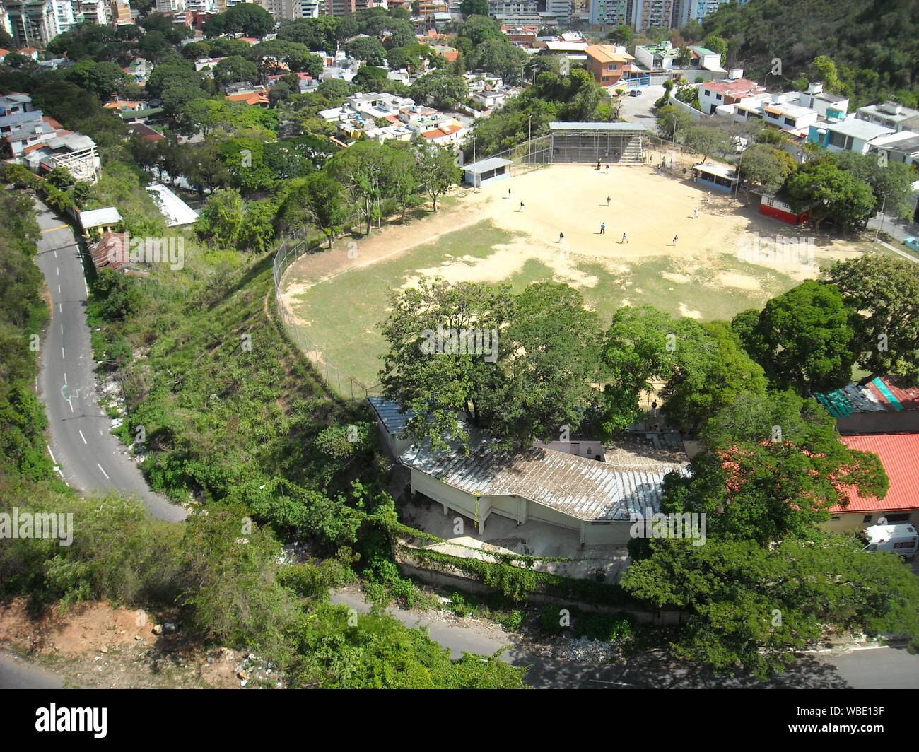 Caracas, Venezuela. Baseball field seen from above which is close to