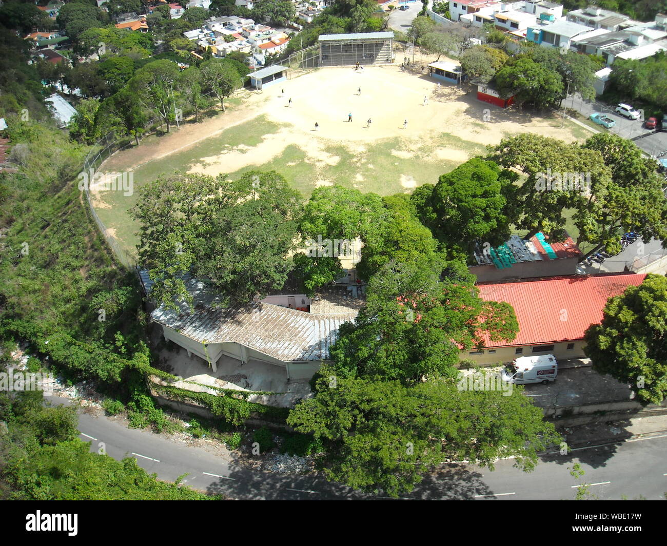 Caracas, Venezuela. Baseball field seen from above which is close to