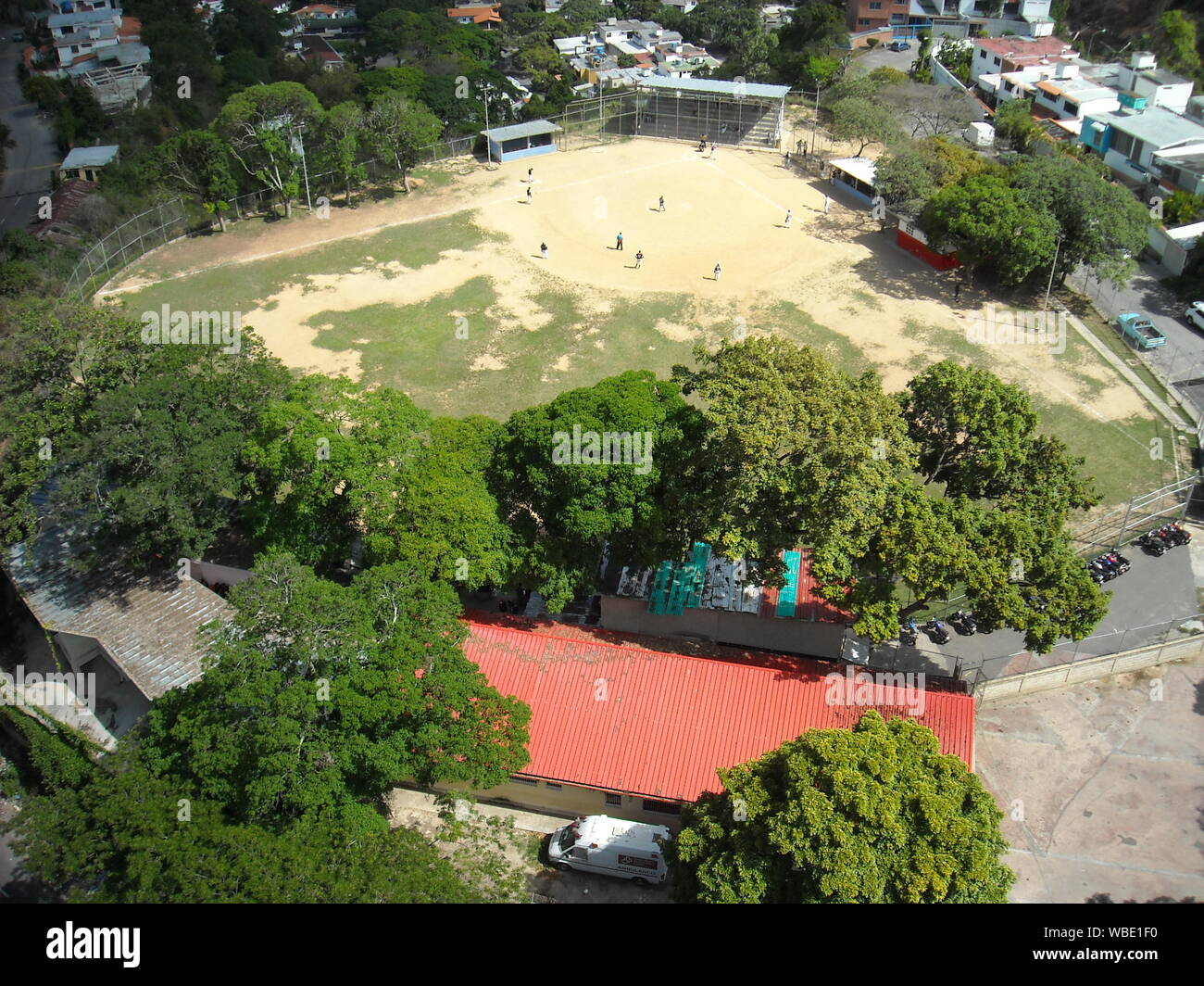 Caracas, Venezuela. Baseball field seen from above which is close to