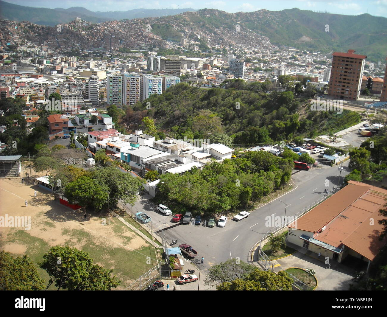 Caracas, Venezuela. Baseball field seen from above which is close to