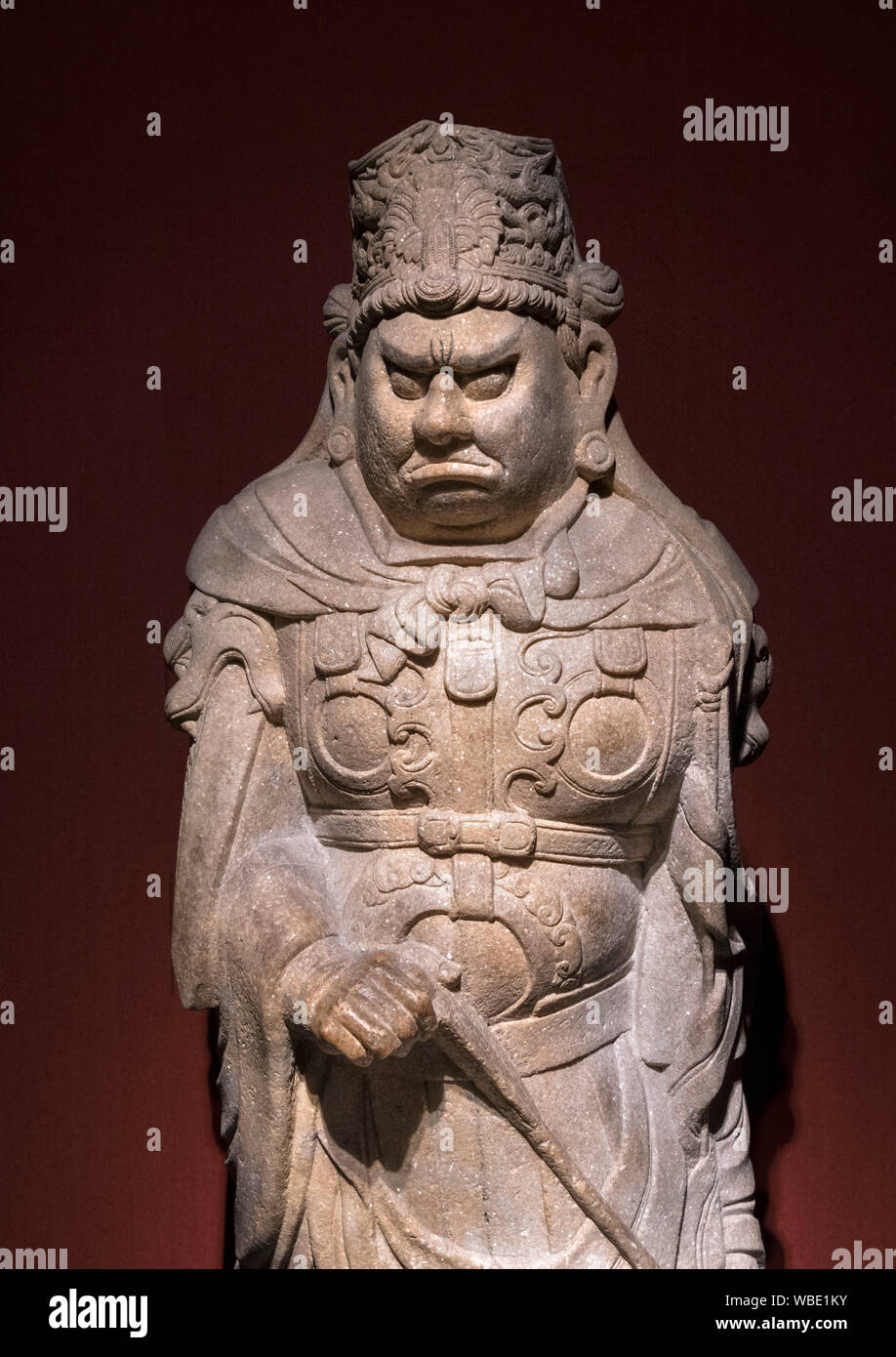 Stone Lokapala statue, Song dynasty (960-1279 AD) Stock Photo