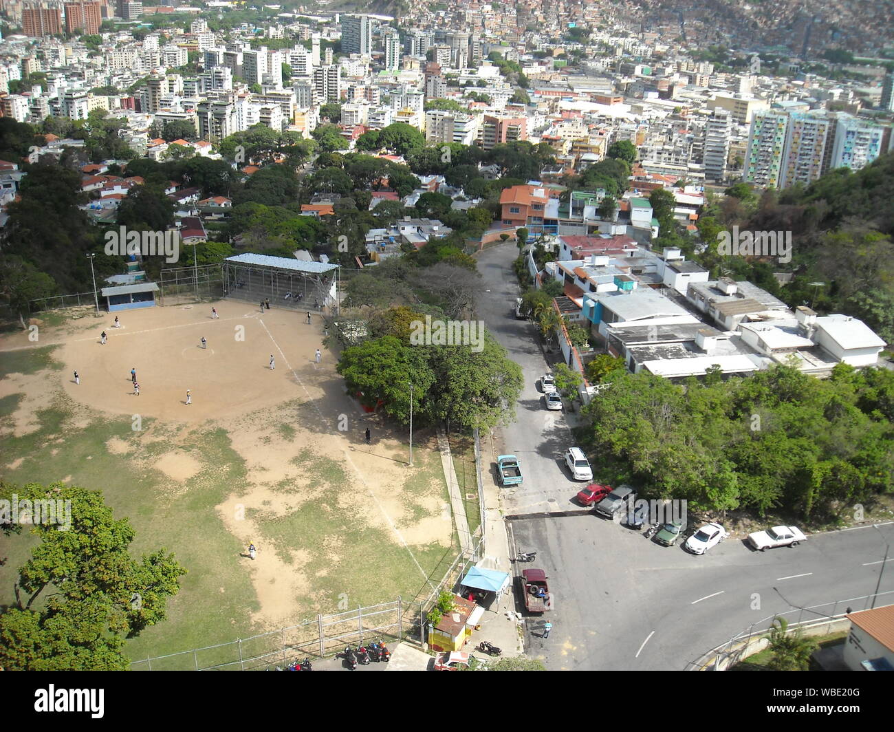Caracas, Venezuela. Baseball field seen from above which is close to