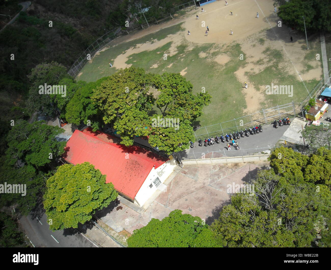 Caracas, Venezuela. Baseball field seen from above which is close to