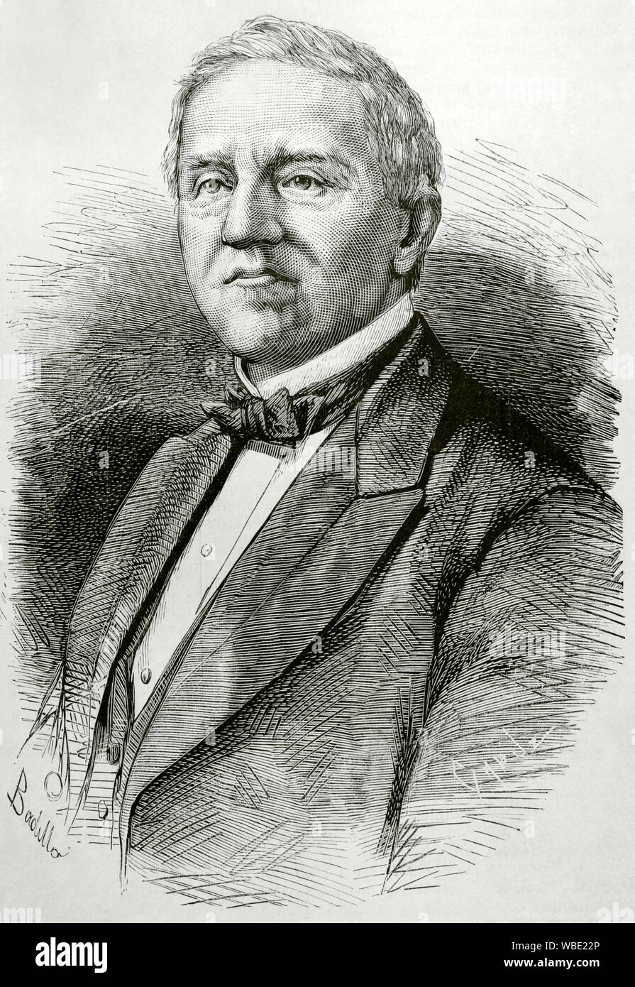 Samuel J. Tilden (1814-1886). Lawyer, governor of New York and Democratic presidential candidate in the disputed election of 1876. Drawing by Badillo. Engraving by Capuz. La Ilustracion Española y Americana, September 8, 1876. Stock Photo