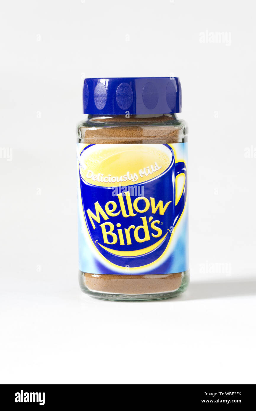 Mellow Bird's coffee on a white background. Stock Photo