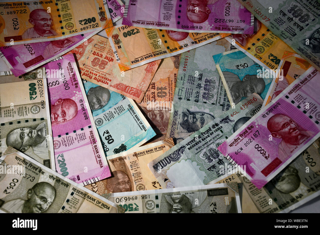 Old & Modern Indian Currency notes Stock Photo
